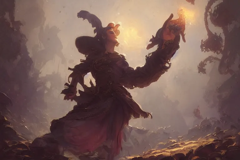 Image similar to a musician singing a visual melody in the baroque era, hearthstone art style, epic fantasy style art by Craig Mullins, fantasy epic digital art, epic fantasy card game art by Greg Rutkowski