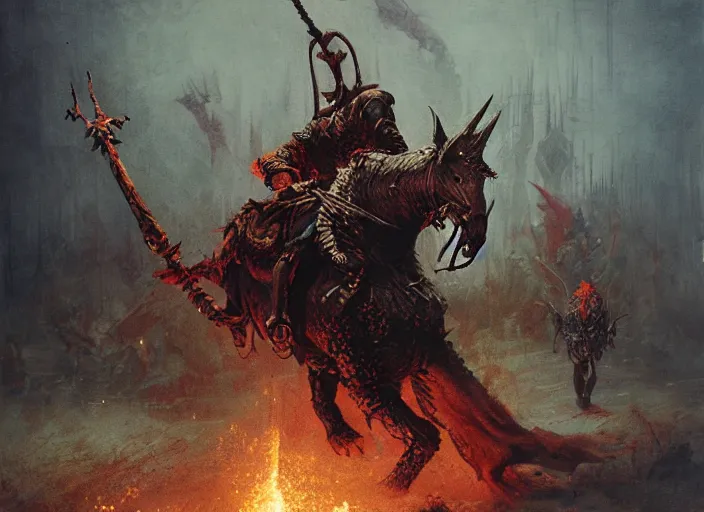 Image similar to beast master slave, slaneesh, holding a spiked whip, wearing dark half armor, beksinski, warhammer fantasy, age of sigmar, dark soul concept art, ruan jia