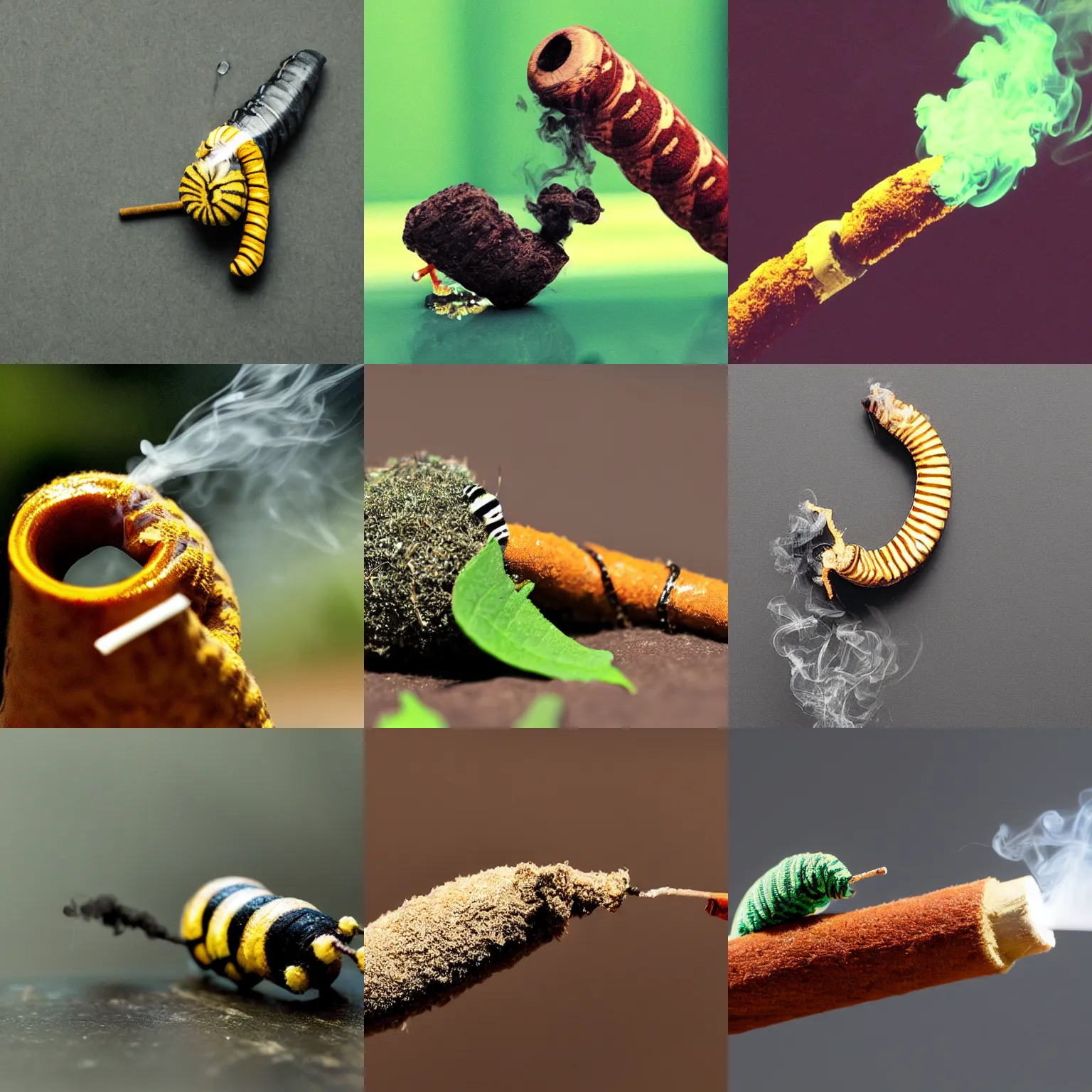 Prompt: caterpillar smoking a hookah