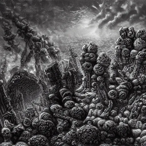 Image similar to charcoal reefs of the chaos realm, in the style of alejandro mirabal, dramatic, tragic, intricate, detailed, beautiful, 8 k resolution