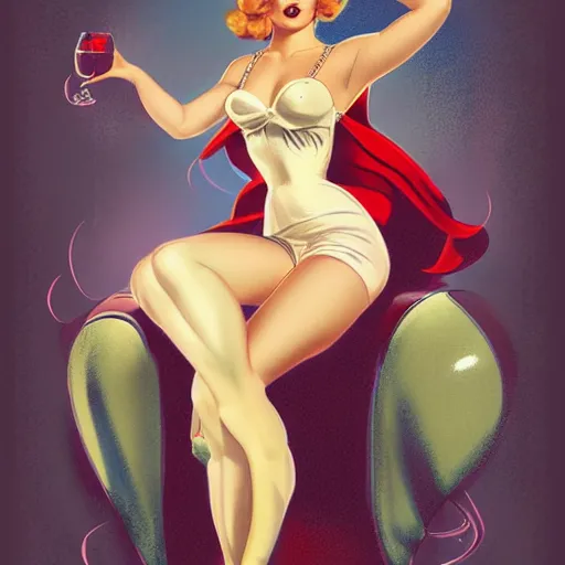 Prompt: a pinup illustration in the style of gil elvgren and in the style of anna dittmann.