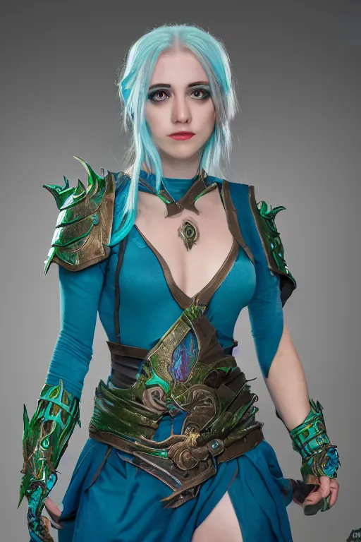 Image similar to a female DND simic, high resolution film still, 8k, HDR colors, cosplay, studio lighting