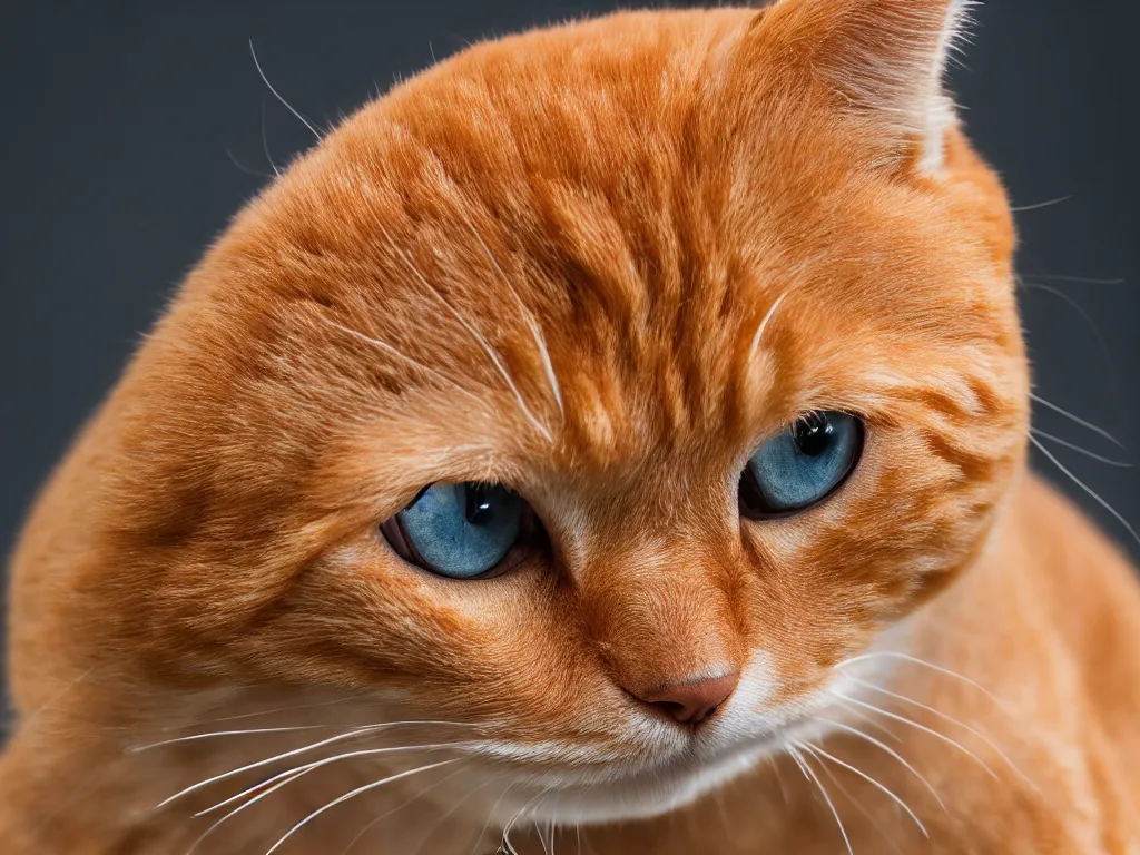 Prompt: orange tabby, cat mixed with dog, high definition detail, 8 k, photography