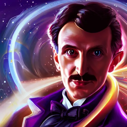 Prompt: portrait of nikola tesla as willy wonka, league of legends amazing splashscreen artwork, fantasy, splash art, natural light, elegant, photorealistic facial features, intricate, fantasy, detailed face, atmospheric lighting, anamorphic lens flare, cinematic lighting, league of legends splash art, hd wallpaper, ultra high details by greg rutkowski