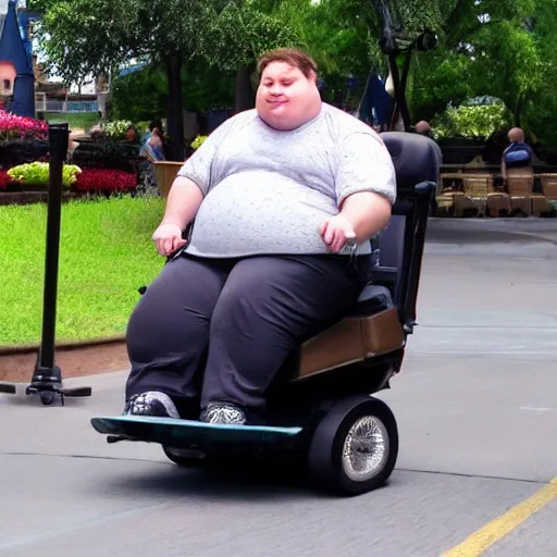 Image similar to a morbidly obese rat!!!!!!!!!!!!! riding a mobility scooter at disneyworld, photo