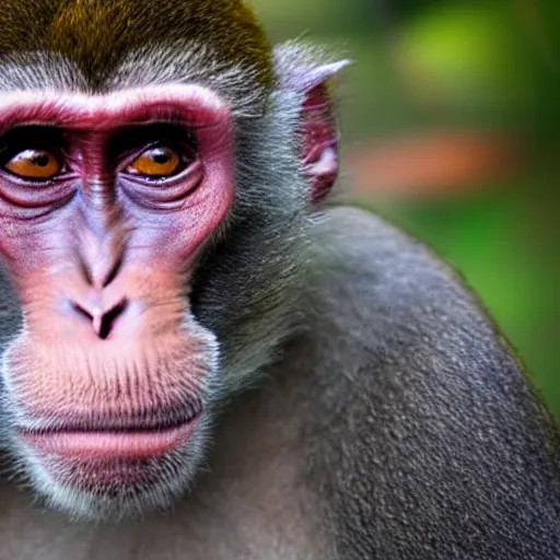 Prompt: macaque whose face resembles the joker from the batman movie