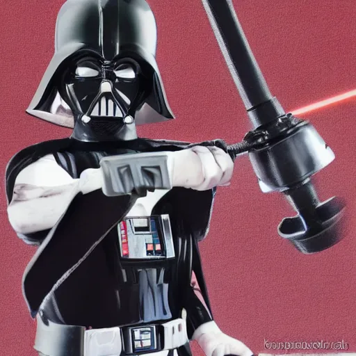 Image similar to darth vader with white armor and a purple lightsaber