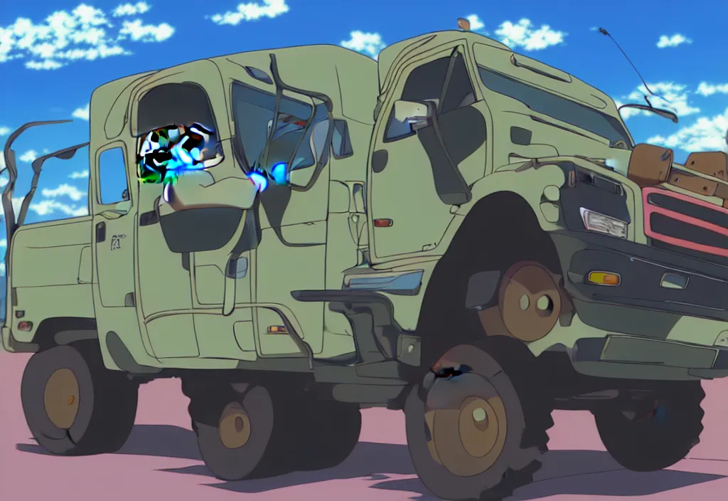 Image similar to An anime art of car GAZelle truck, digital art, 8k resolution, anime style, wide angle
