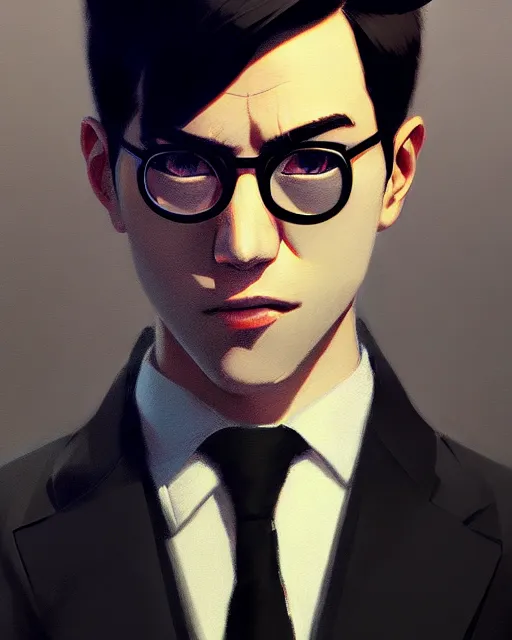 Image similar to a ultradetailed beautiful panting of a stylish man wearing a shirt with a tie and black medical mask, by ilya kuvshinov, greg rutkowski and makoto shinkai, trending on artstation