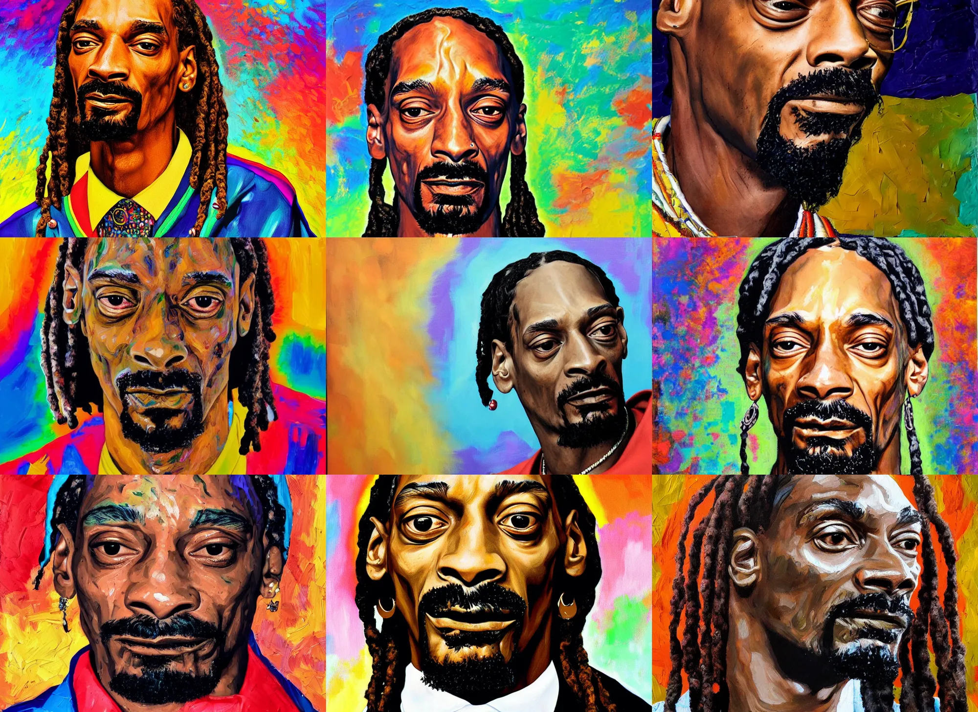 Prompt: a full impasto portrait of snoop dogg