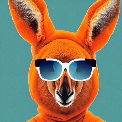 a portrait photo of a kangaroo wearing an orange | Stable Diffusion ...