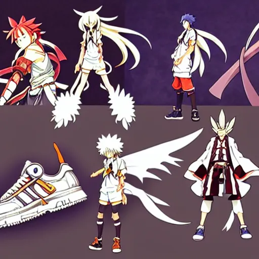 Image similar to fantasy anime jrpg sneaker design designed by studio ghibli, chrono trigger guilty gear style, aztec mayan street fashion native punk sneaker design, hip hop sneaker design with subtle mayan patterns, gapmoe yandere grimdark, trending on pixiv fanbox, painted by greg rutkowski makoto shinkai takashi takeuchi studio ghibli, akihiko yoshida