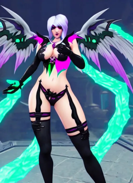 Prompt: morrigan aensland in overwatch, premium character skin