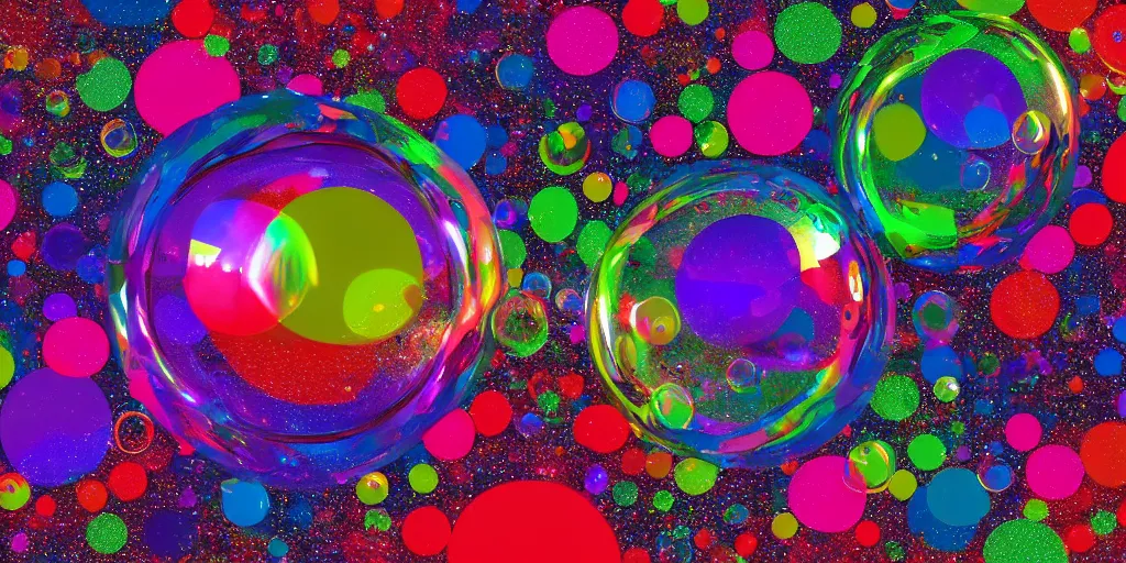 Prompt: floating bubbles, award winning, 8k, hyper colorful, digital art