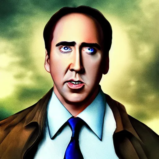 Image similar to nicholas cage as scooby doo portrait, cinematic, realistic photography