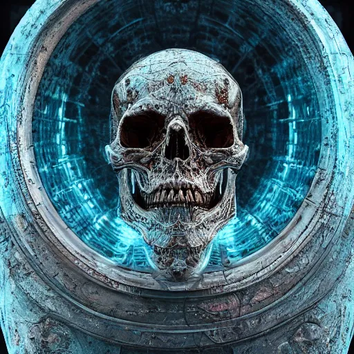 Image similar to portrait_of_a_melting_skull._intricate_abstract._intricate_artwork._by_Tooth_Wu_wlop_beeple_dan_mumford._octane_render_trending_on_artstat