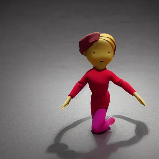 Prompt: an miniature ballet dancer made of silicone shaders, isometric, 1 0 0 mm, studio lighting, by pocoyo style, detailed, centered