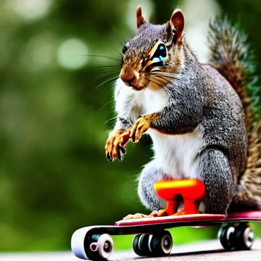 Image similar to a photo of a squirrel on a skateboard