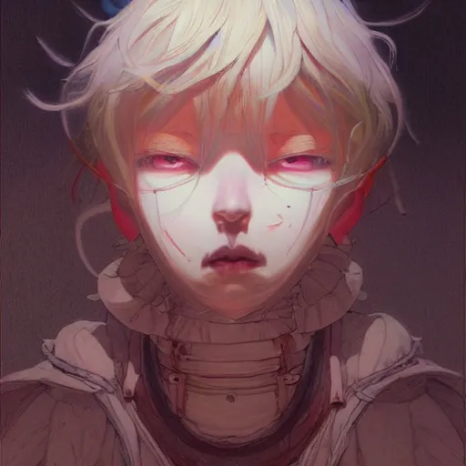 Image similar to prompt : dungeon character portrait soft light painted by james jean and katsuhiro otomo and erik jones, inspired by evangeleon anime, smooth face feature, intricate oil painting, high detail illustration, sharp high detail, manga and anime 1 9 9 9