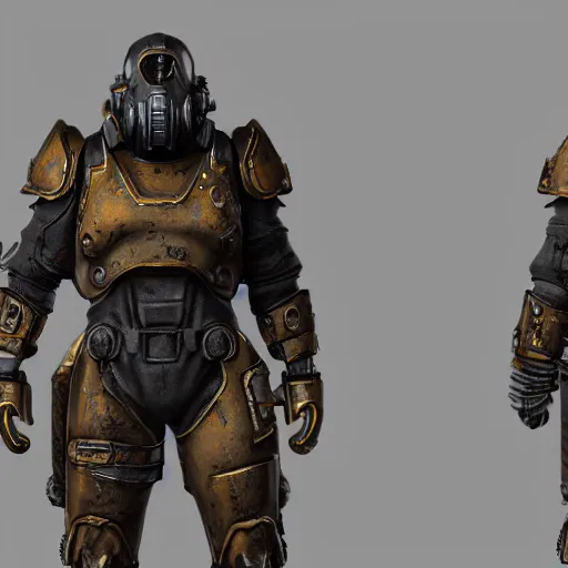 Image similar to fallout concept art armor render ultra unreal engine 5