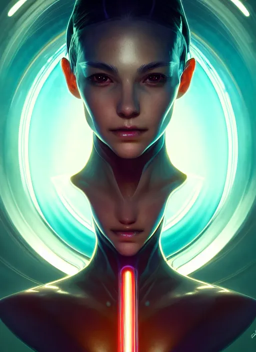 Image similar to symmetry!! water, portrait of three legged alien hybrid, tech wear, scifi, glowing lights!! intricate elegant, highly detailed, digital painting, artstation, concept art, smooth, sharp focus, illustration, art by artgerm and greg rutkowski and alphonse mucha water