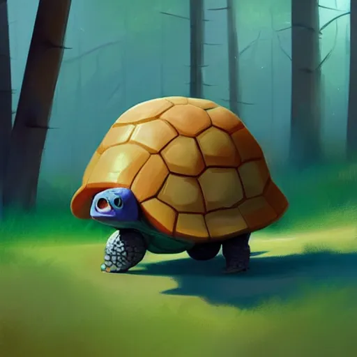 Prompt: Goro Fujita ilustration a cute turtle happily walking through the forest, painting by Goro Fujita, sharp focus, highly detailed, ArtStation