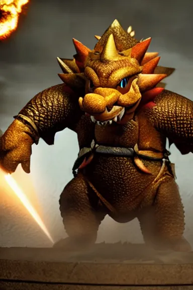 Image similar to very very intricate photorealistic photo of bowser in an episode of game of thrones, photo is in focus with detailed atmospheric lighting, award - winning details