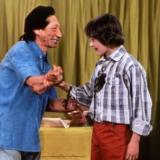 Image similar to jim varney backhanding a youth who talked back to him