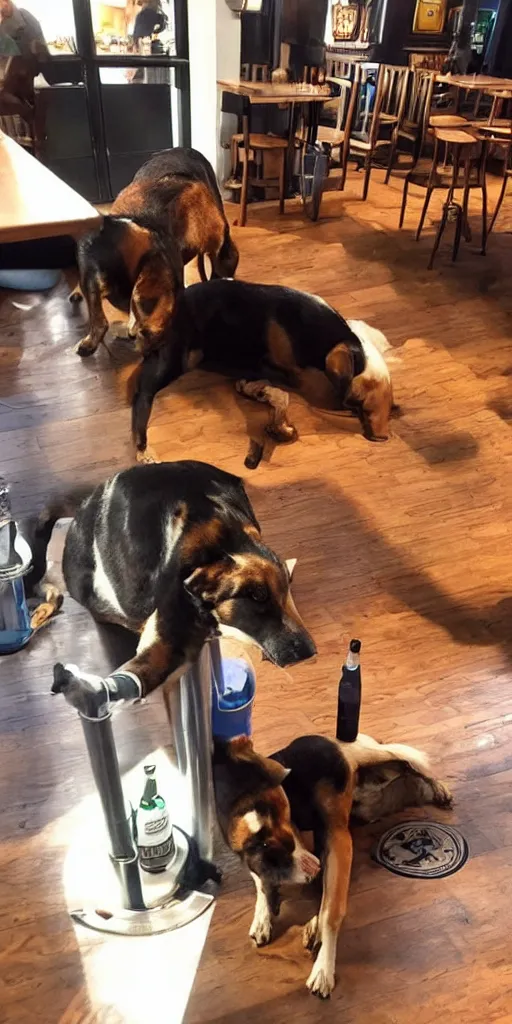 Image similar to dog drinks beer in the bar in germany