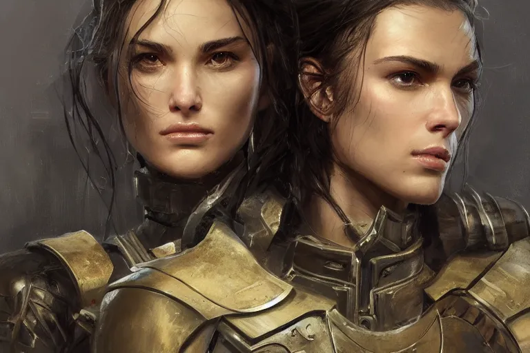 Image similar to a portrait of an attractive young woman, clothed in battle armor, olive skin, long dark hair, beautiful bone structure, symmetrical facial features, intricate, elegant, highly detailed, digital painting, trending on Artstation, concept art, smooth, sharp focus, illustration, from Metal Gear by Ruan Jia and Mandy Jurgens and Artgerm and greg rutkowski and william-adolphe bouguerea, award winning