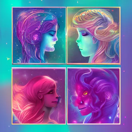 Image similar to dreamlike composition of the zodiac signs, pastel colors, colorful, digital drawing, artstation winner, procreate drawing