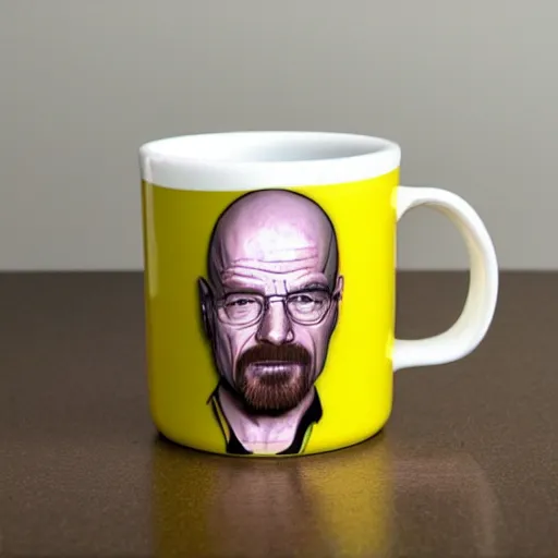 Prompt: mug with walter white's face on it