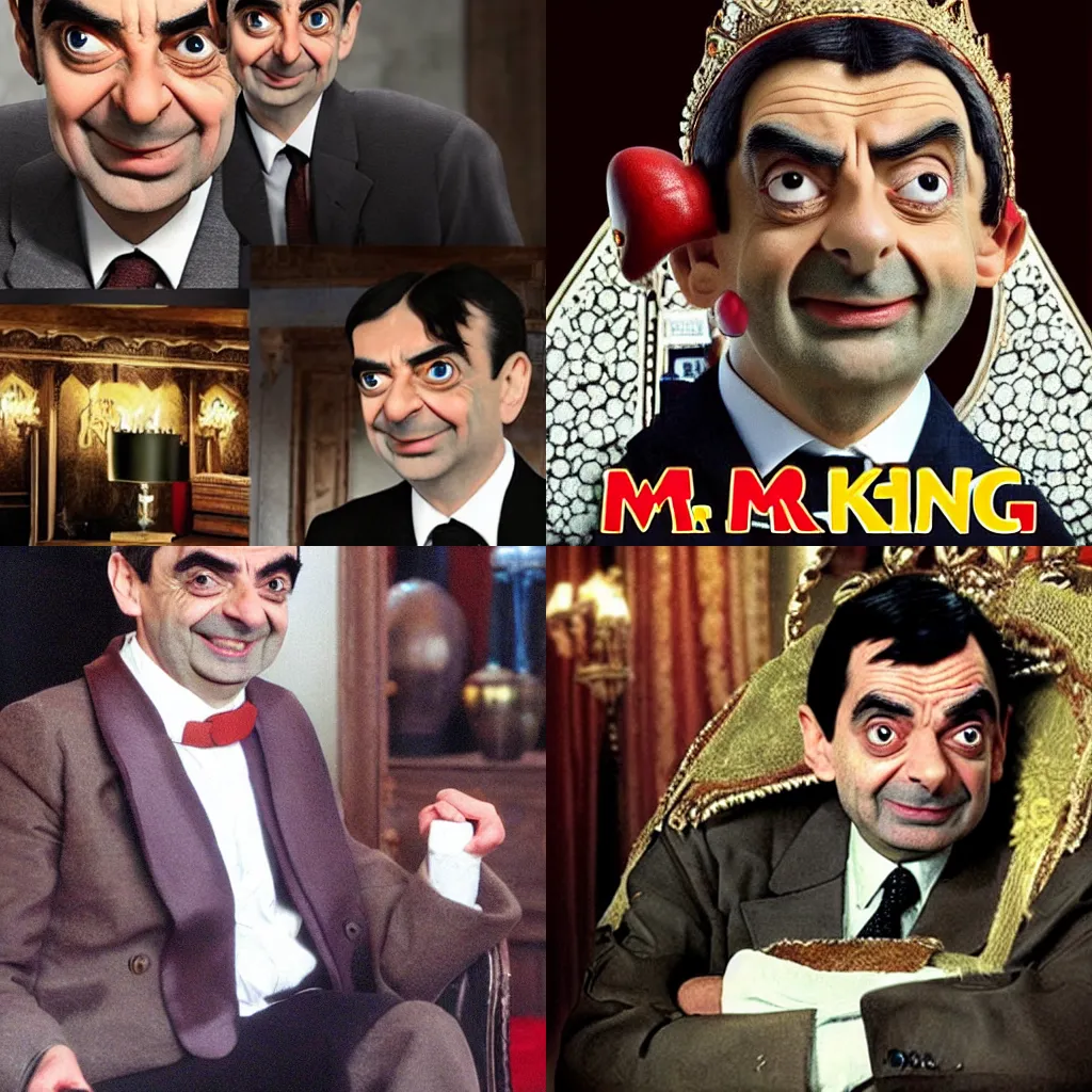 Prompt: mr bean as a king