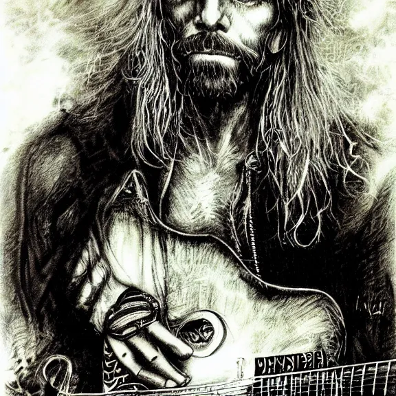 Prompt: a highly detailed portrait of duane allman in the style of luis royo.