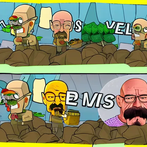 Prompt: walter white in plants vs zombies