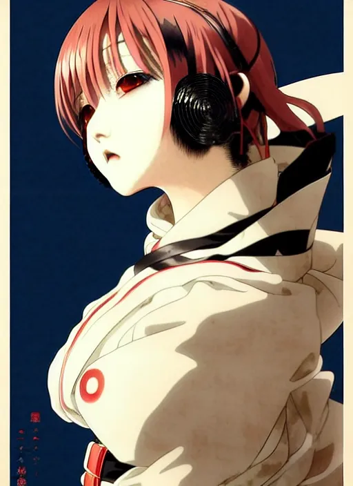 Image similar to yoshitoshi abe, anime illustration reol, ilya kuvshinov, last exile, murata range, fine detail, perfect anime face, dramatic lighting, dynamic composition, art deco, cel shading, vivid, rich texture, alphonse mucha, ( ( ( colorful ) ) ), ( ( ( yoshinari yoh ) ) ), loish, guweiz