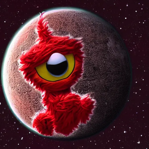Image similar to a planet that looks like elmo