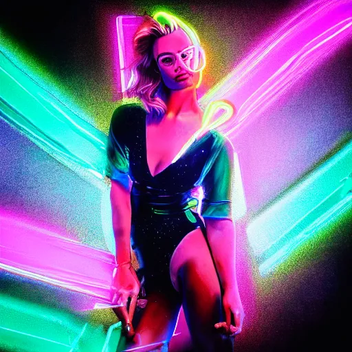 Prompt: margot robbie as neon art, hyper detailed