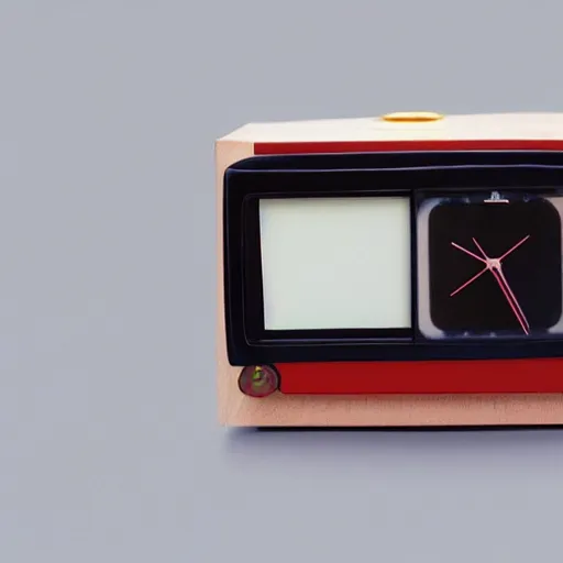 Prompt: a watch from 1 9 8 0 with an old tv screen, inspired by hartmut esslinger