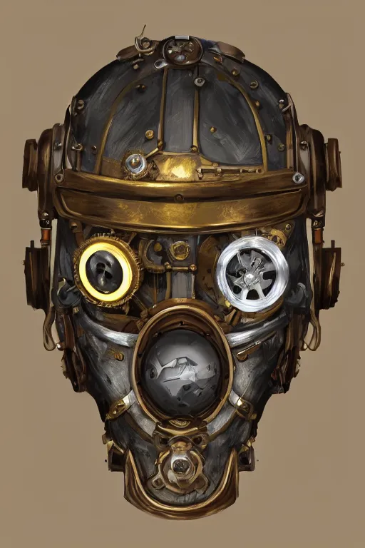 Image similar to steampunk helmet fantasy art mask robot ninja stylized digital illustration sharp focus, elegant intricate digital painting artstation concept art global illumination ray tracing advanced technology chaykin howard and campionpascale and cooke darwyn and davis jack