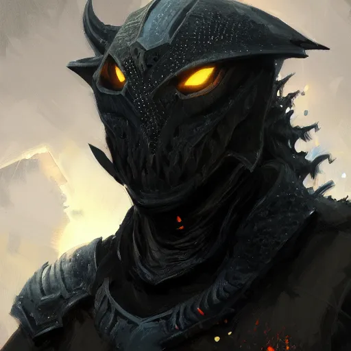 Image similar to digital art painting of a black dragonborn!!! wearing armored wizard robes, dnd portrait painted by craig mullins and gaston bussiere and greg rutkowski