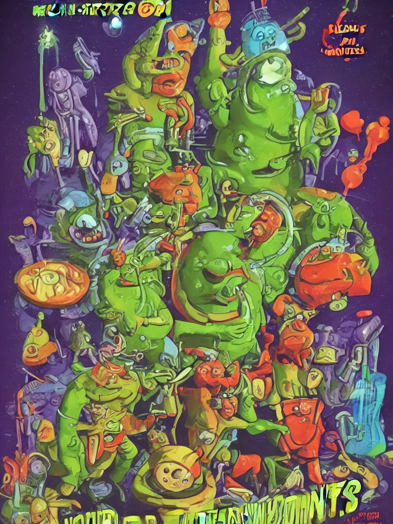 Image similar to Hollywood sci-fi movie poster for salad monsters from outer space!