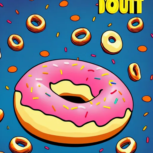 Prompt: a donut inside of a bed, cartoon, 4 k, poster art