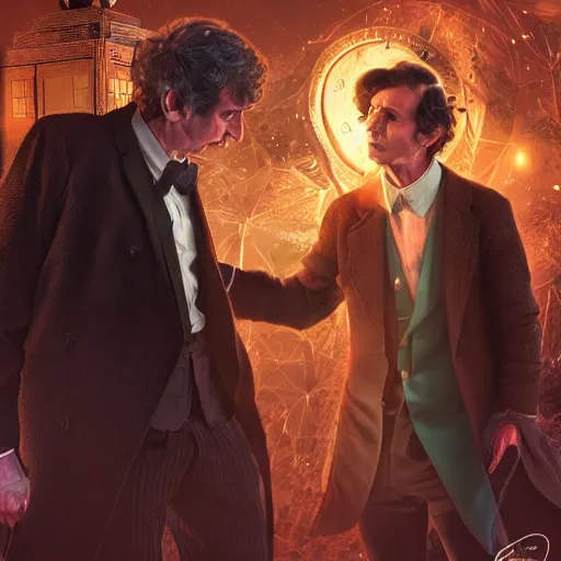 Prompt: doctor who fighting with godfather, highly detailed, digital art, cinematic lighting, illustration, 4 k