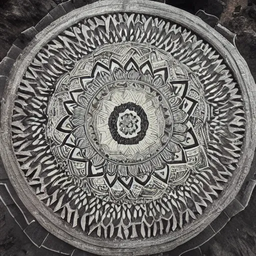 Image similar to mandala carved into landscape, can be seen from outer space