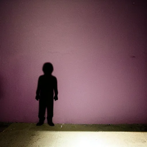 Image similar to a black human shadow with purple eyes