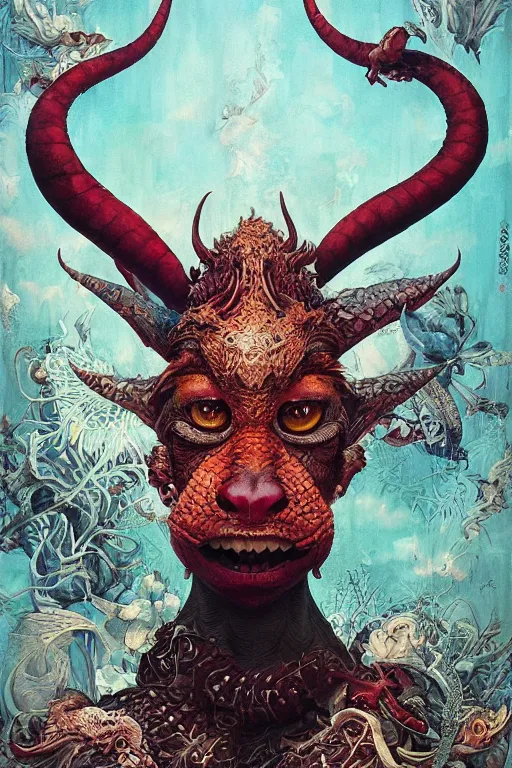 Prompt: a portrait of a bangkok devil animal illustrated by miyazaki by karol bak, james jean, tom bagshaw, rococo, sharp focus, trending on artstation, cinematic lighting, hyper realism, octane render, 8 k, hyper detailed, vivid, ultra detailed, highly detailed