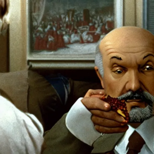 Image similar to the proletariat watches as lenin eats a banana