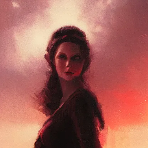 Prompt: a portrait of vivian leigh, eerie colors, dramatic light, gorgeous view, depth, high detail, digital art, painted by greg rutkowski and seb mckinnon, trending on artstation