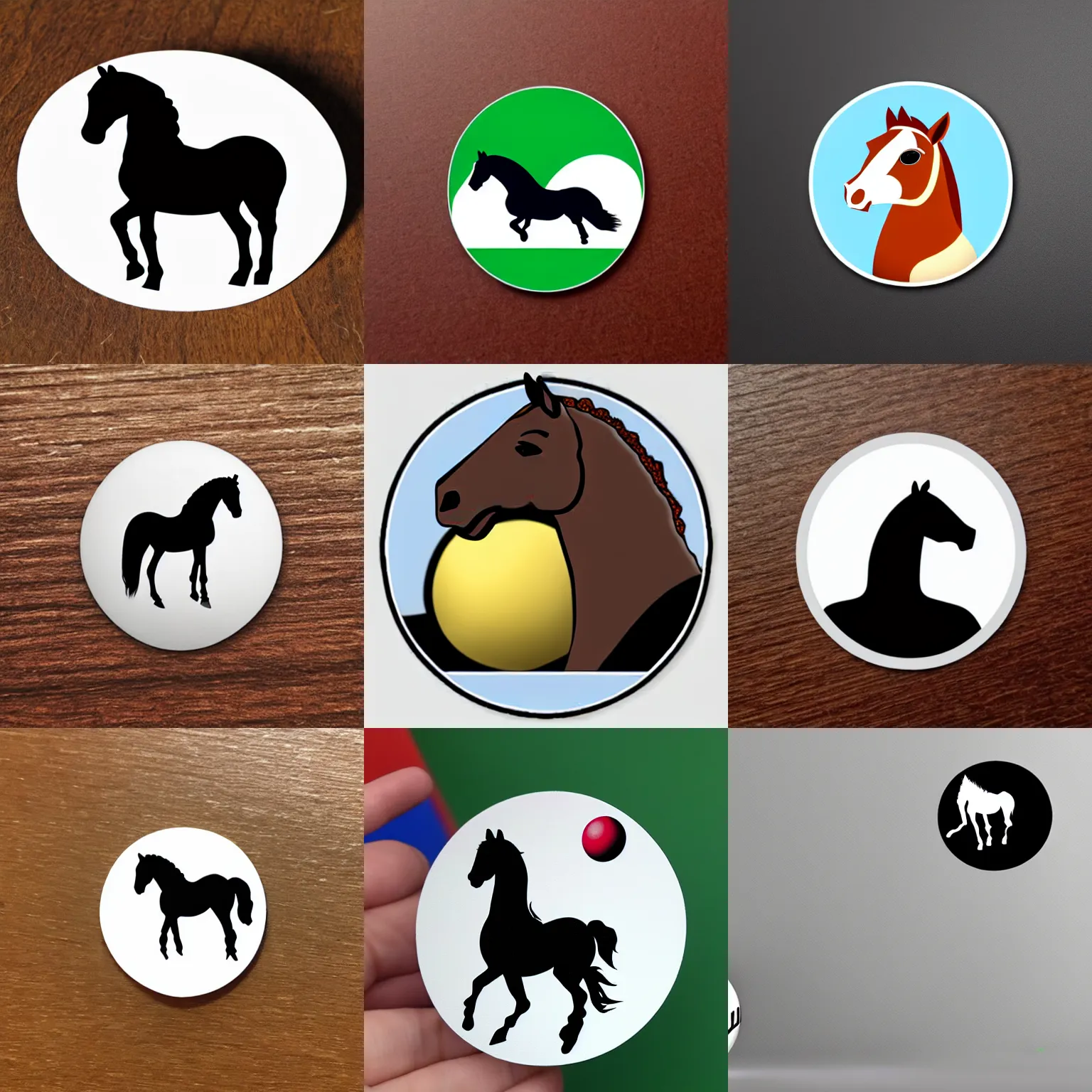 Prompt: a horse on top of a minimalist ball, minimalist sticker